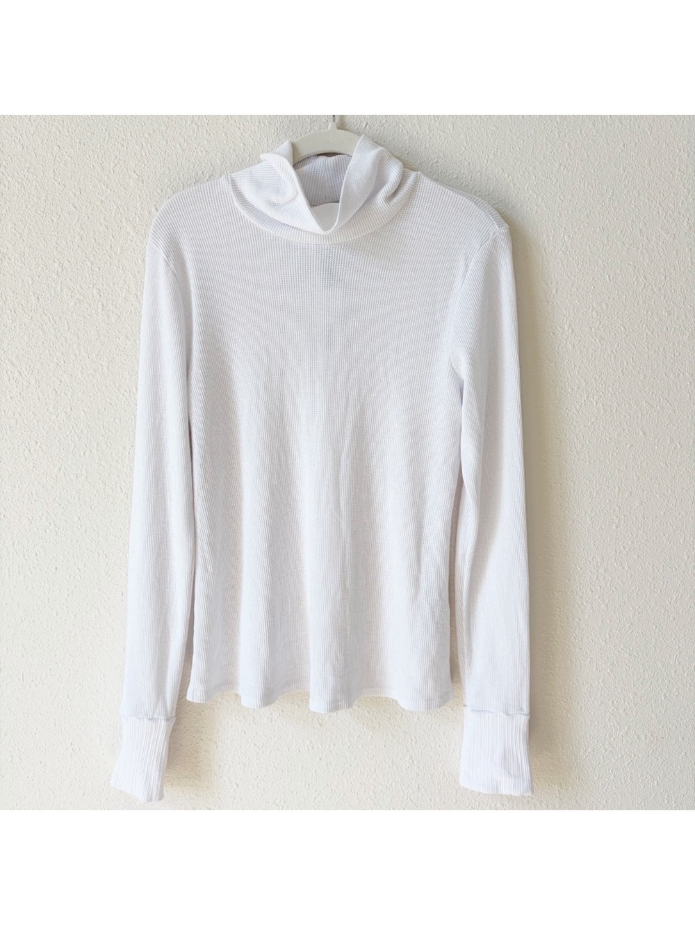 Michael Stars Mara Turtleneck Cuff Snaps Thermal White Size Large Neutral